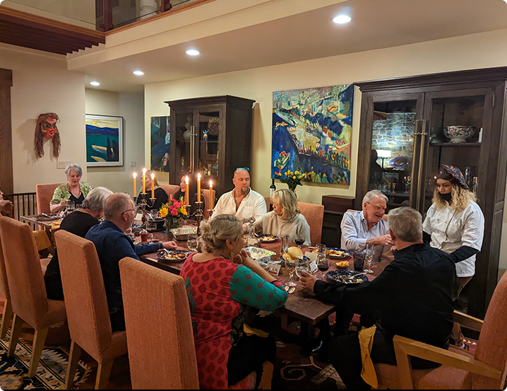 Family at dinner being being catered in Queens, NY